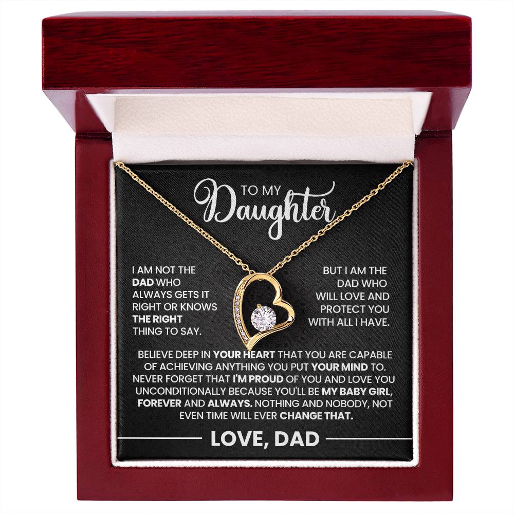 Daughter Gift From Dad, "Never Forget", Forever Love Necklace