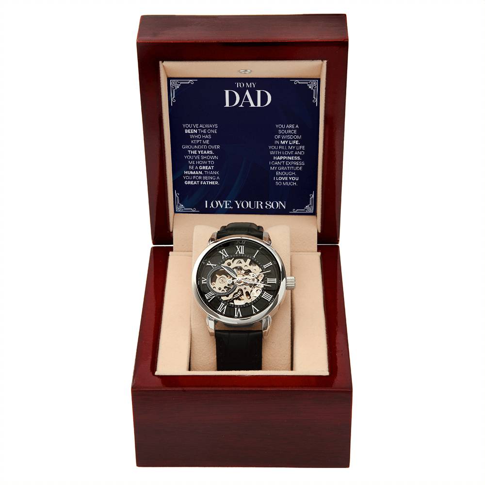 Dad Gift From Son, "Thank You", Openwork Watch