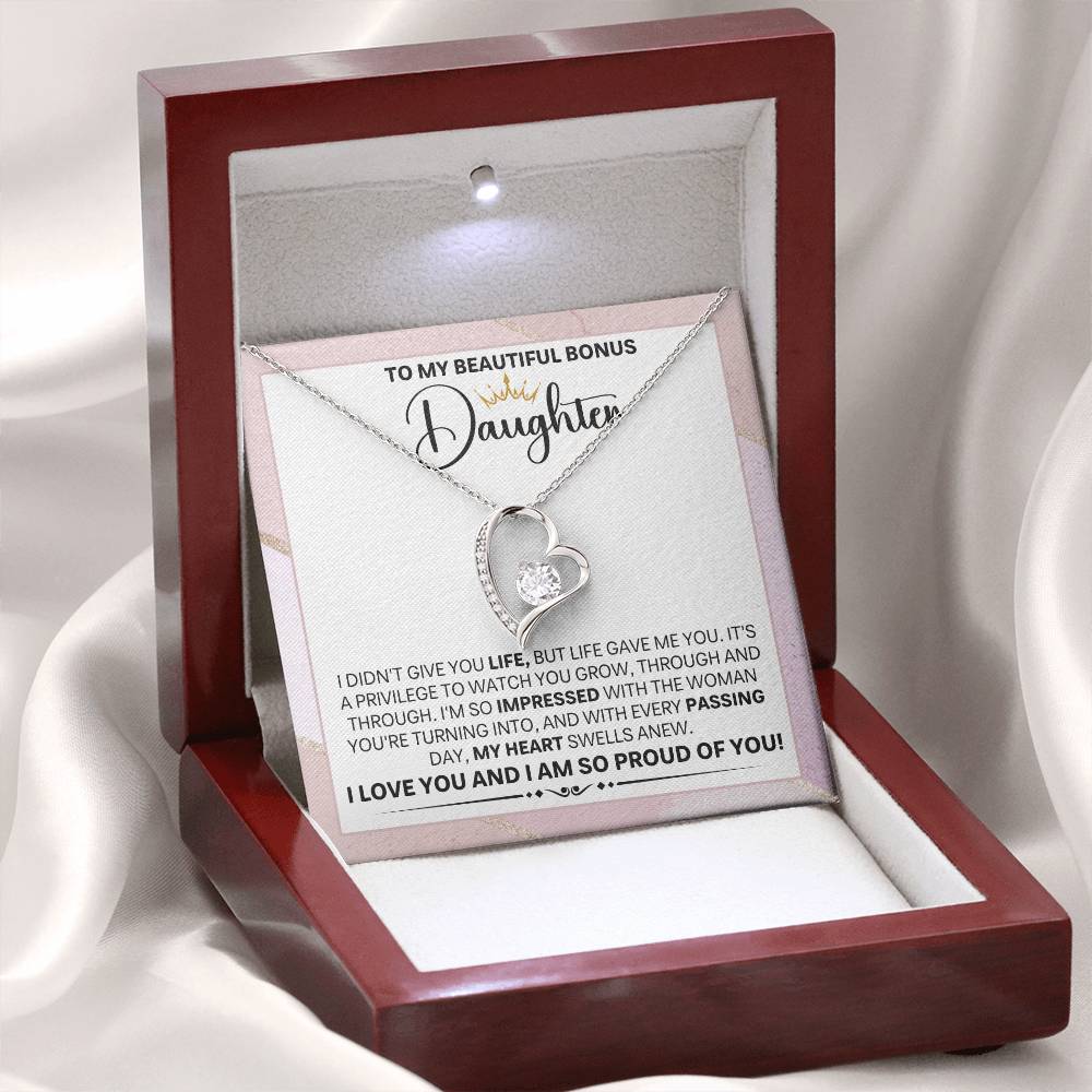 Bonus Daughter Gift, "Proud Of You", Forever Love Necklace