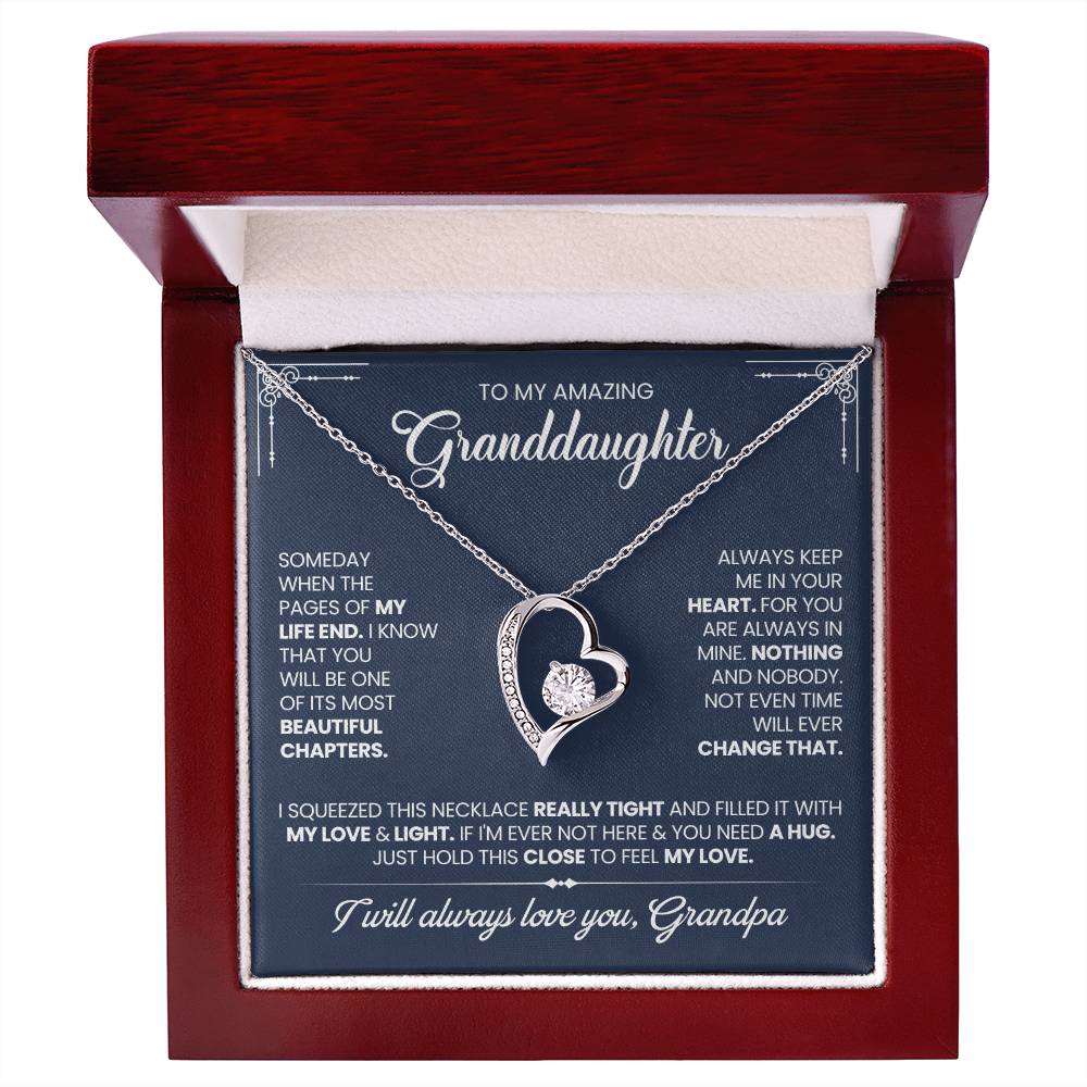 Granddaughter Gift From Grandpa, "Beautiful Chapters", Forever Love Necklace