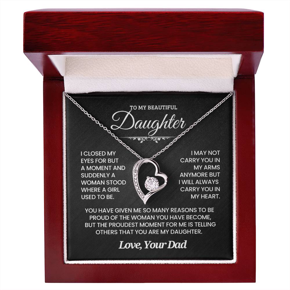 Daughter Gift from Dad. So proud of you- Forever love necklace.