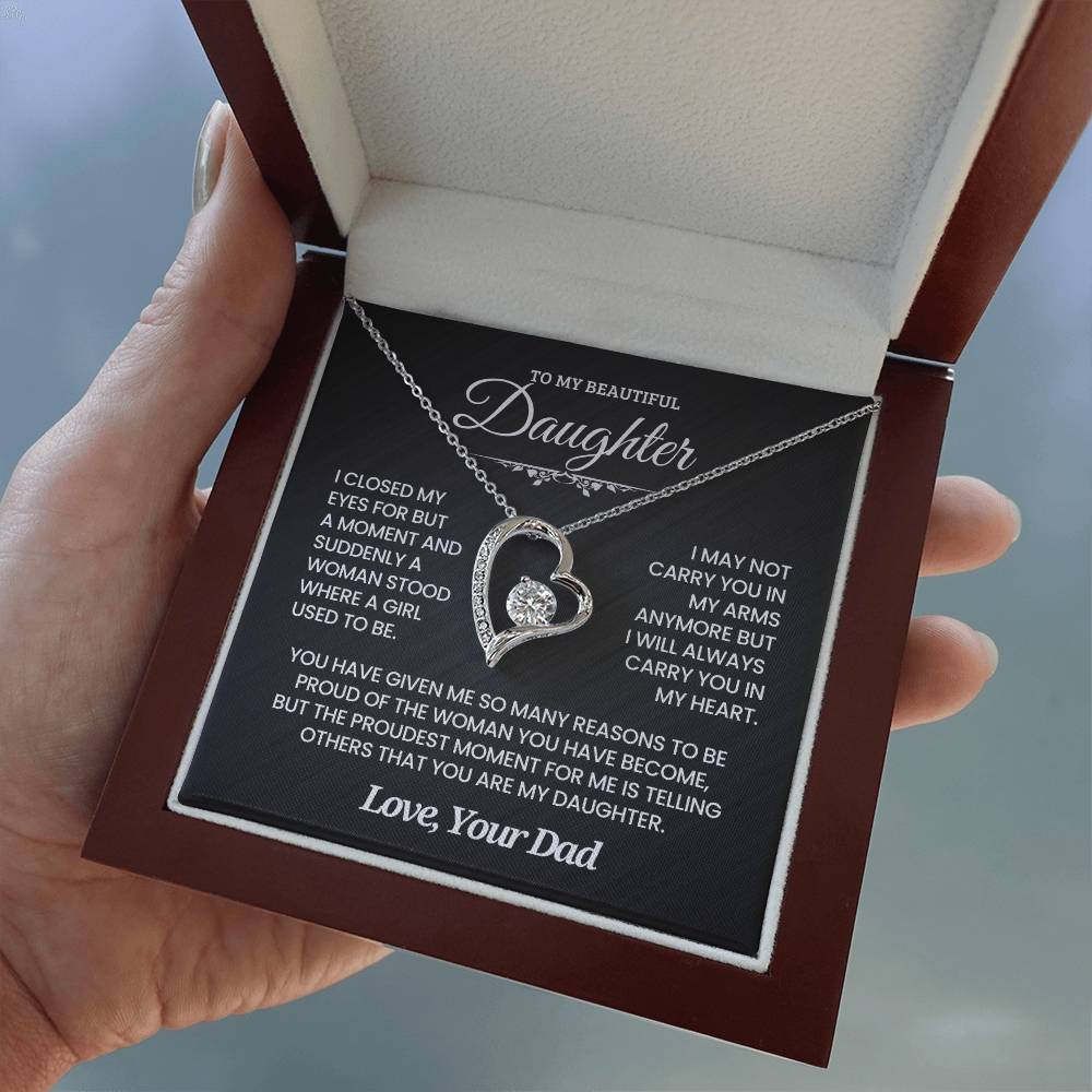 Daughter Gift from Dad. So proud of you- Forever love necklace.