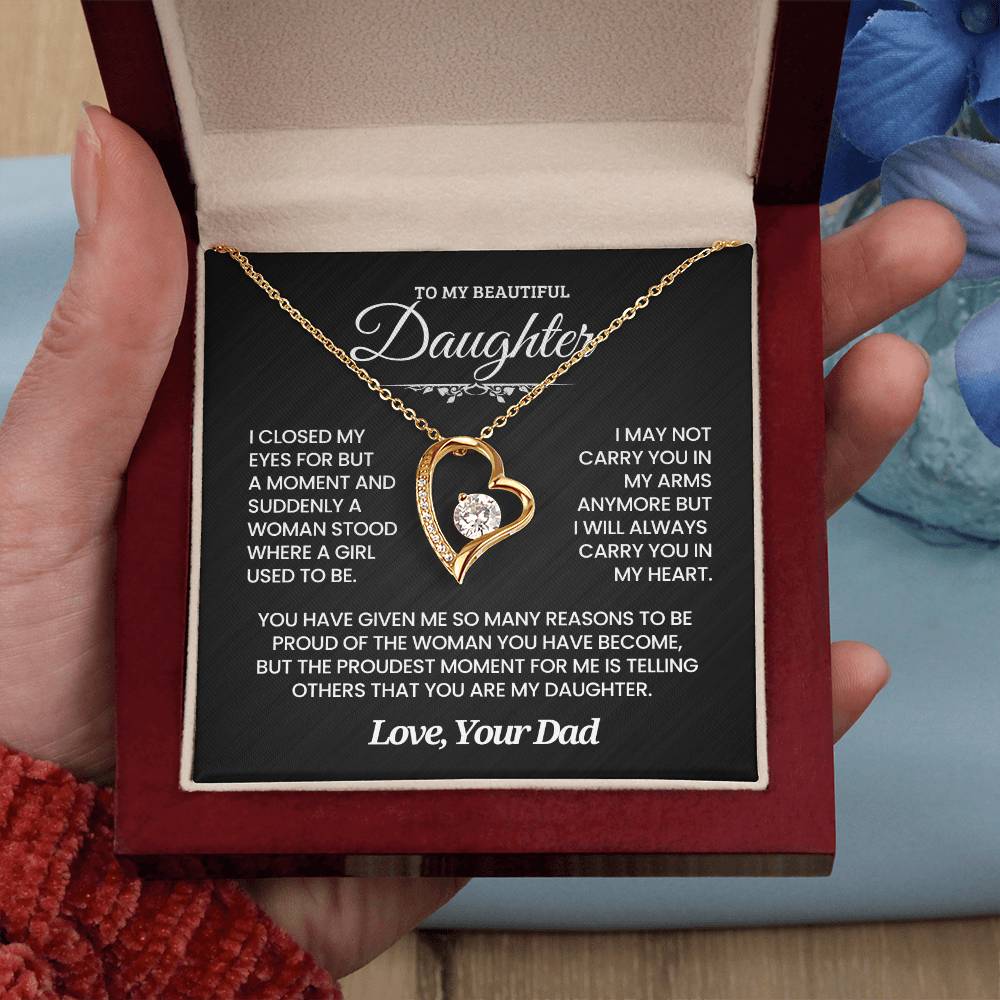 Daughter Gift from Dad. So proud of you- Forever love necklace.