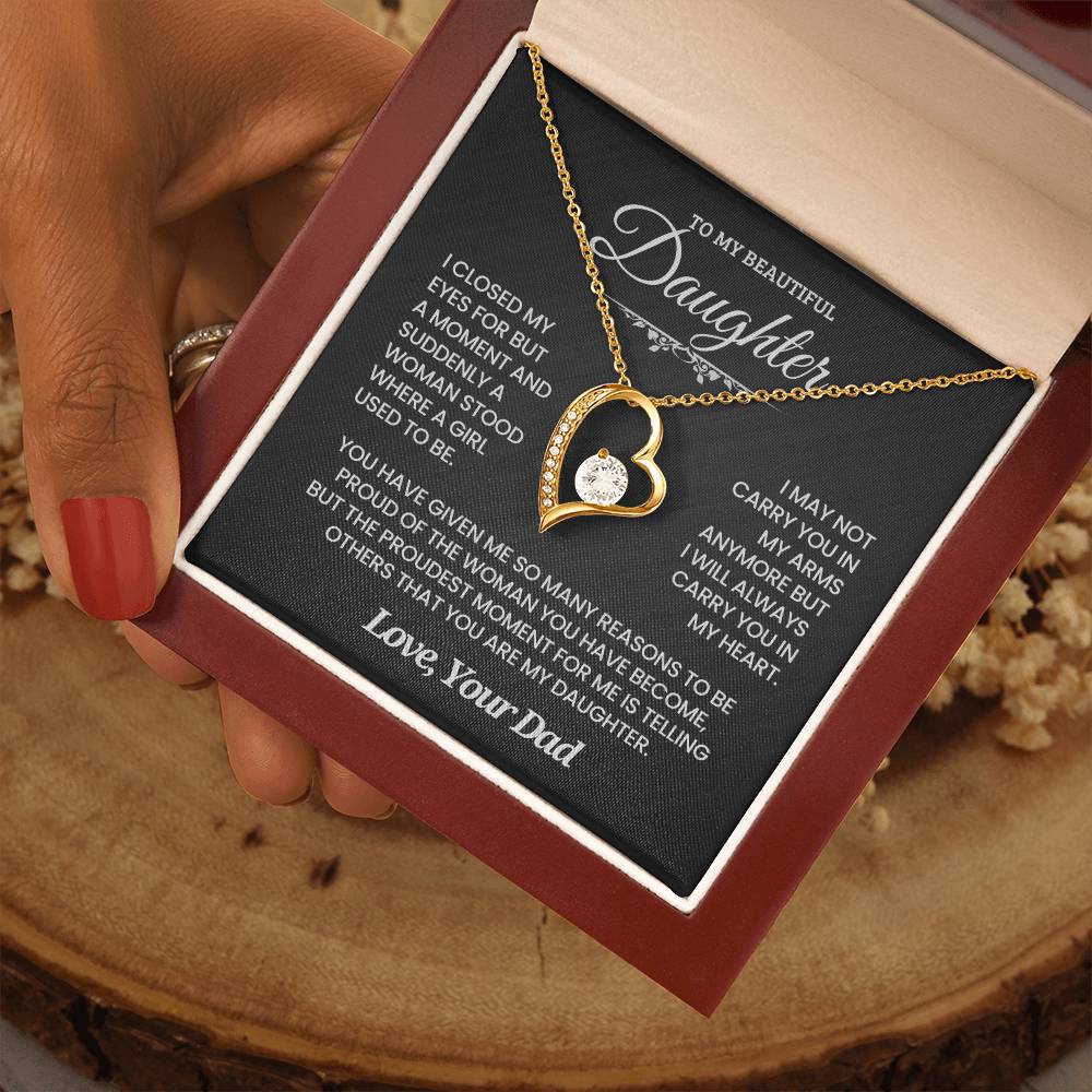 Daughter Gift from Dad. So proud of you- Forever love necklace.