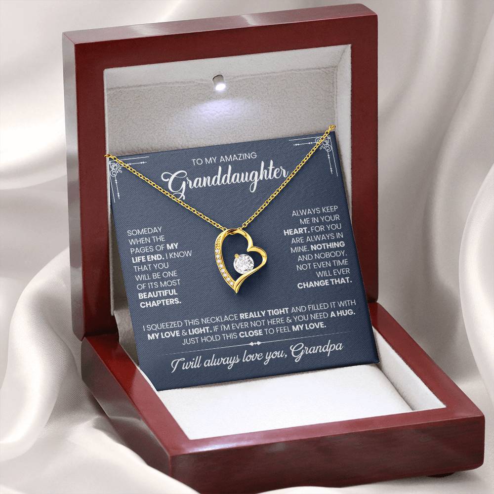 Granddaughter Gift From Grandpa, "Beautiful Chapters", Forever Love Necklace