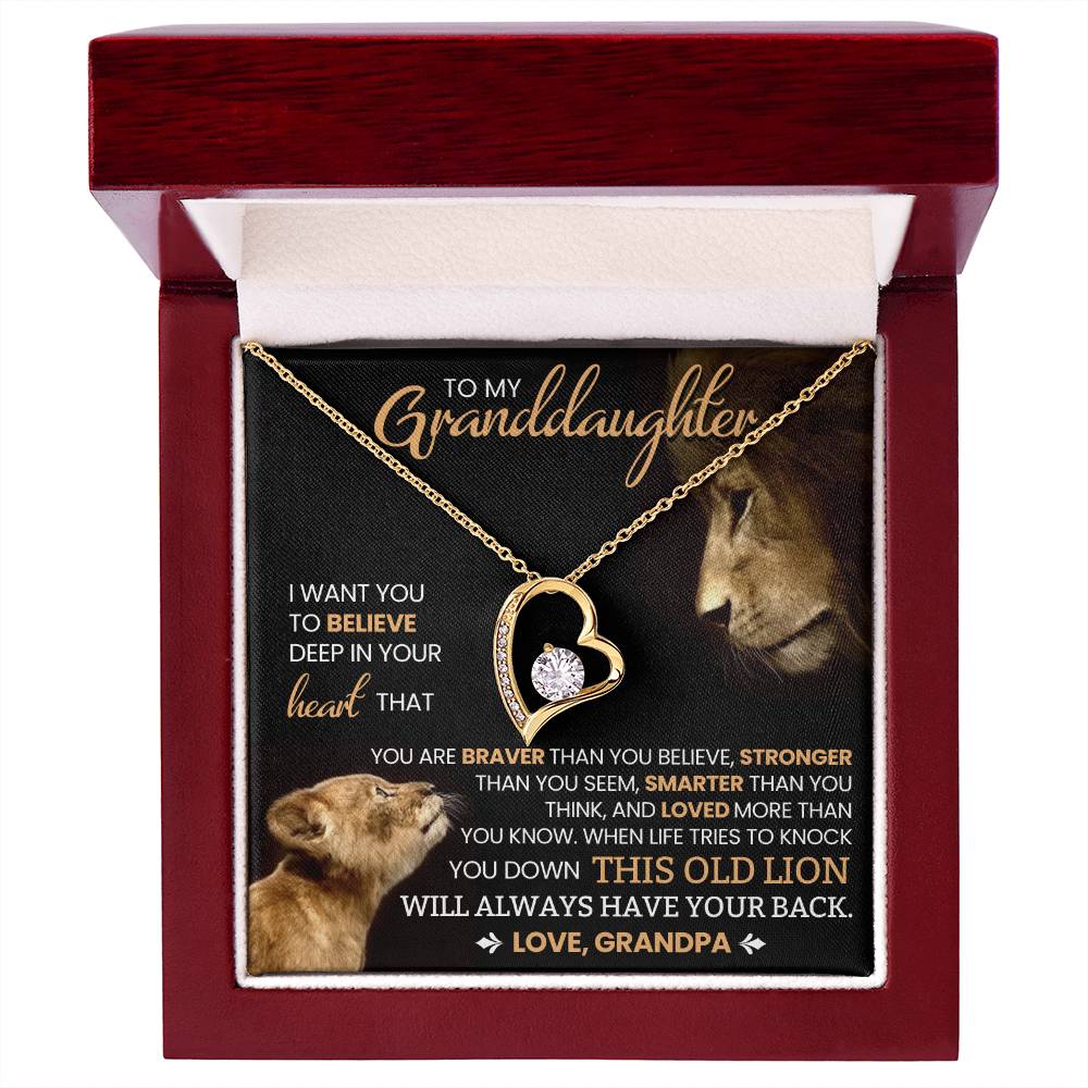 Granddaughter Gift From Grandpa, "Believe In Yourself", Forever Love Necklace