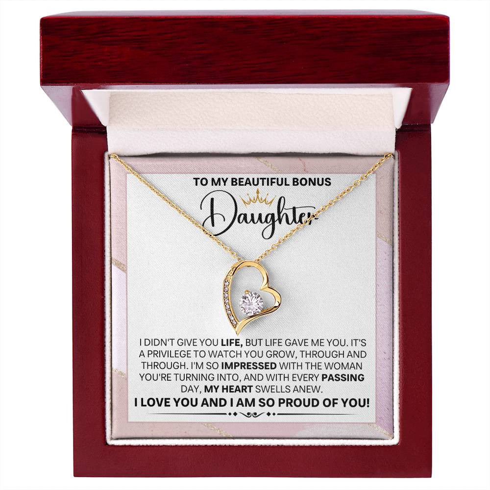 Bonus Daughter Gift, "Proud Of You", Forever Love Necklace