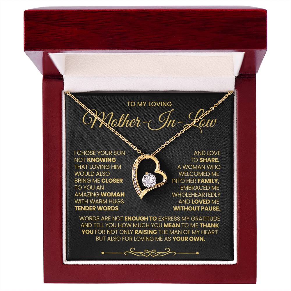 Mother-In-Law Gift, "Thank You", Forever Love Necklace