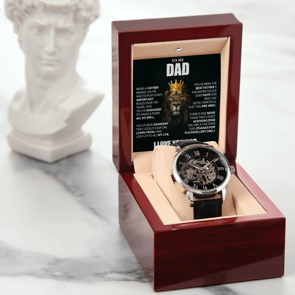 Dad Gift From Daughter, "Deeply Grateful", Openwork Watch