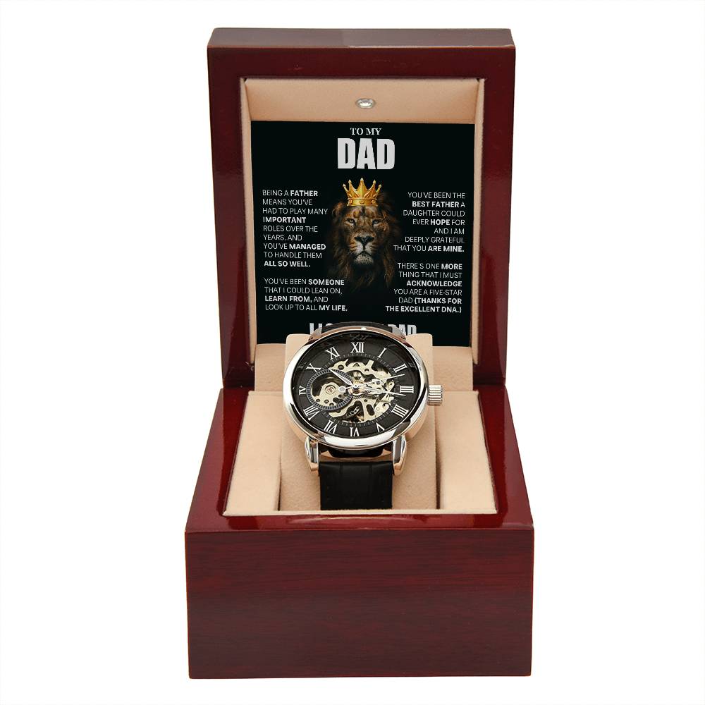 Dad Gift From Daughter, "Deeply Grateful", Openwork Watch