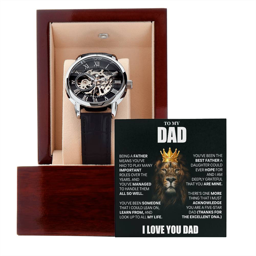 Dad Gift From Daughter, "Deeply Grateful", Openwork Watch