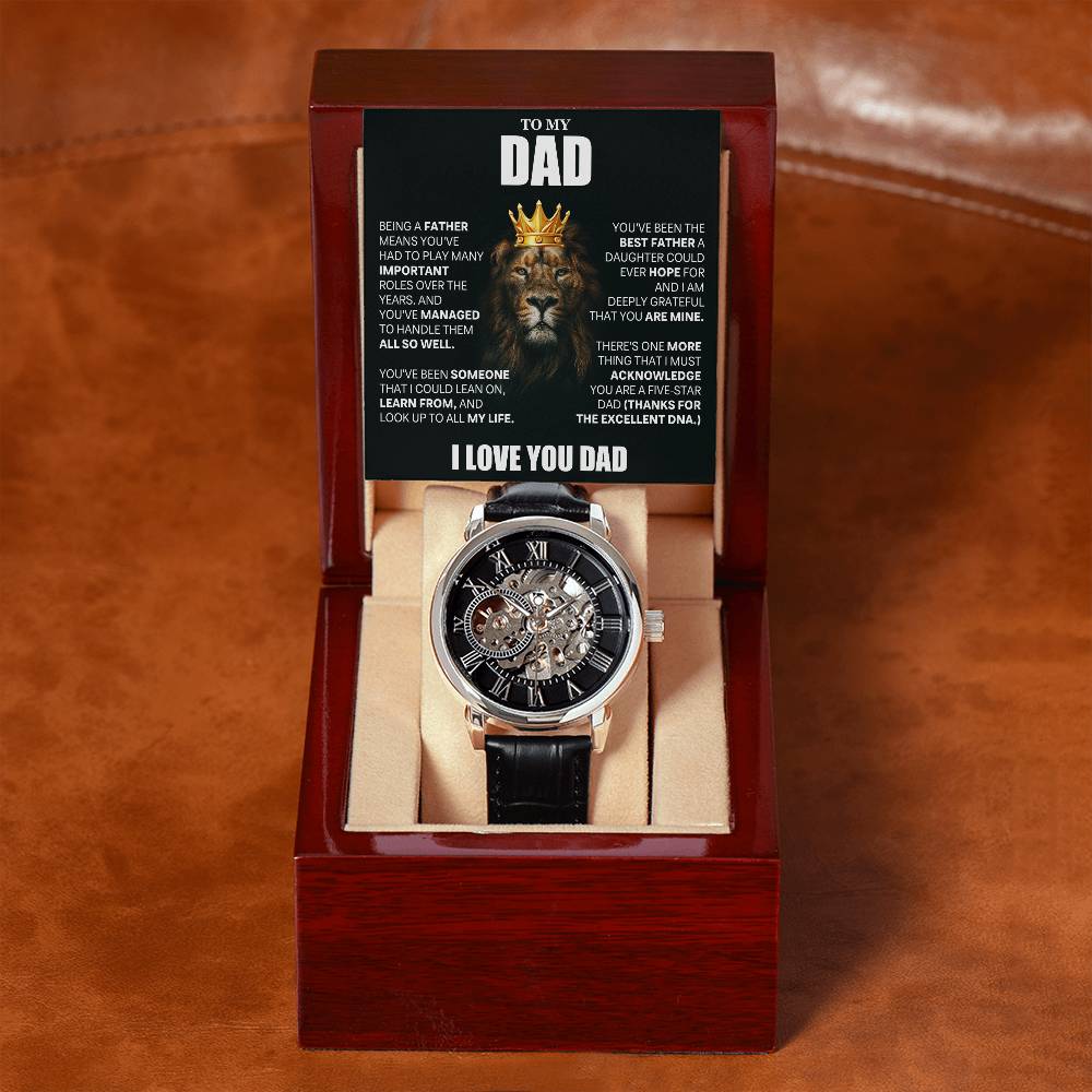 Dad Gift From Daughter, "Deeply Grateful", Openwork Watch