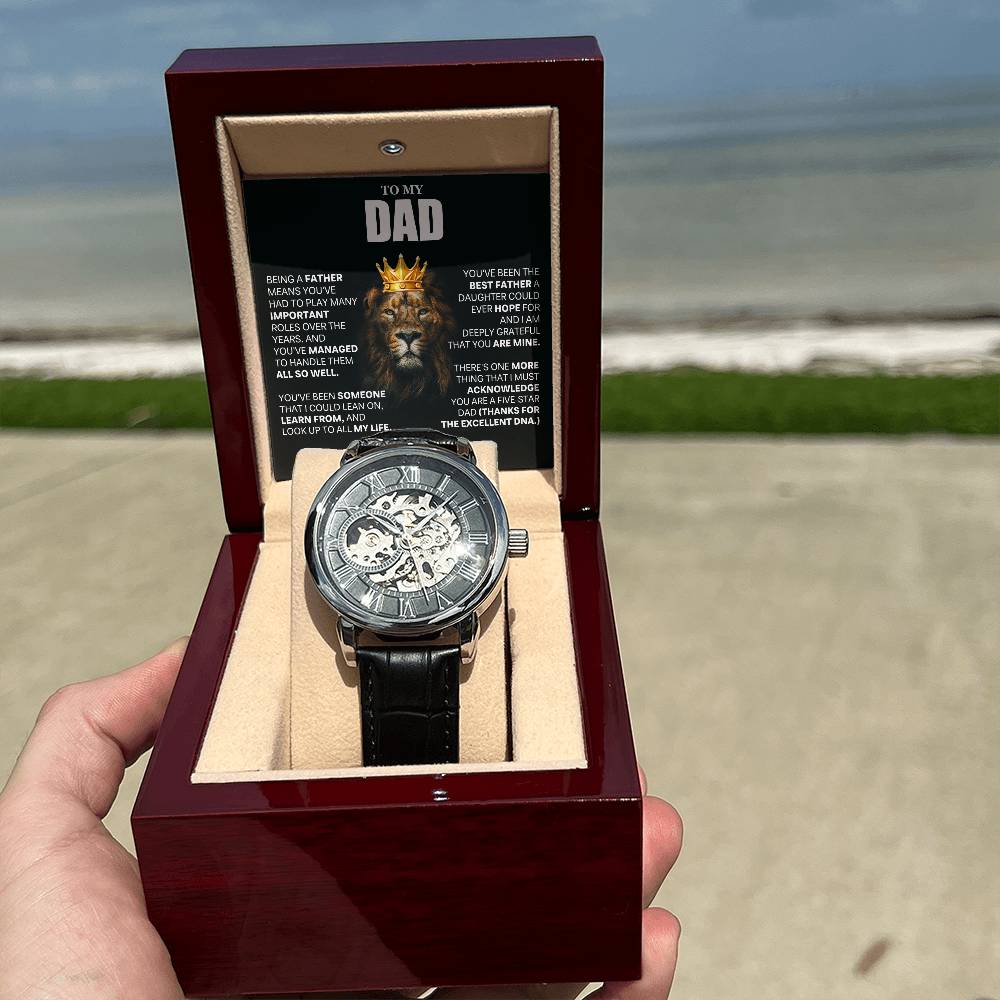 Dad Gift From Daughter, "Deeply Grateful", Openwork Watch