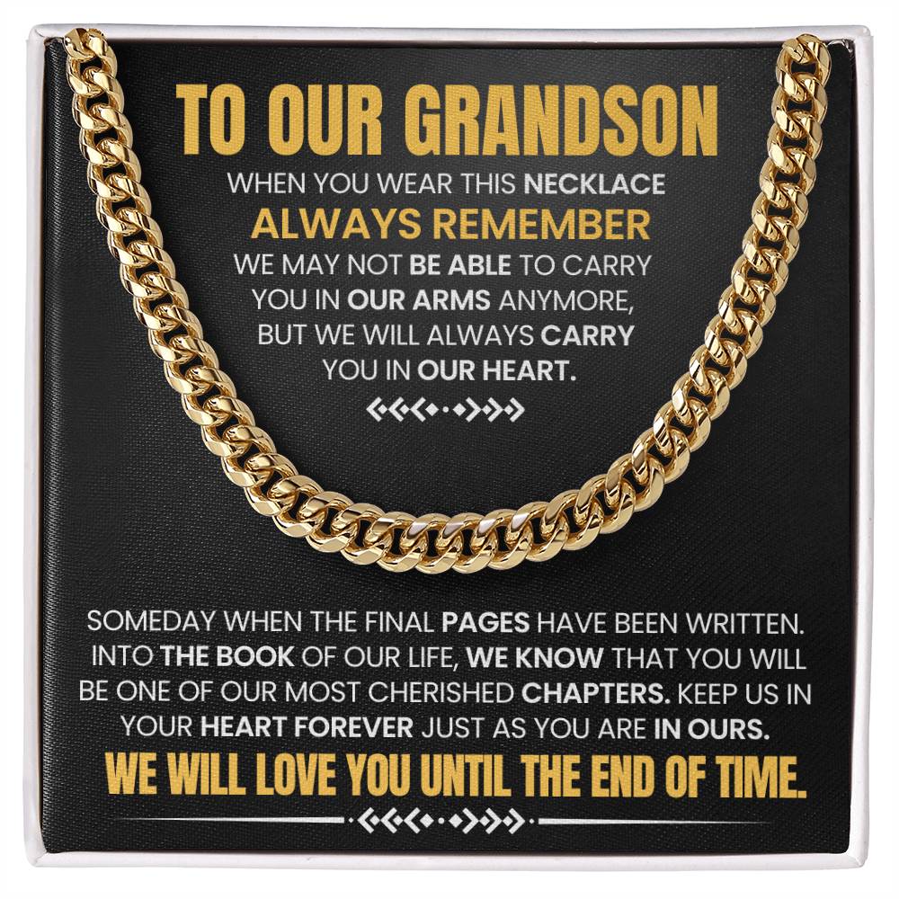 Grandson Gift, "Always Remember", Cuban Chain