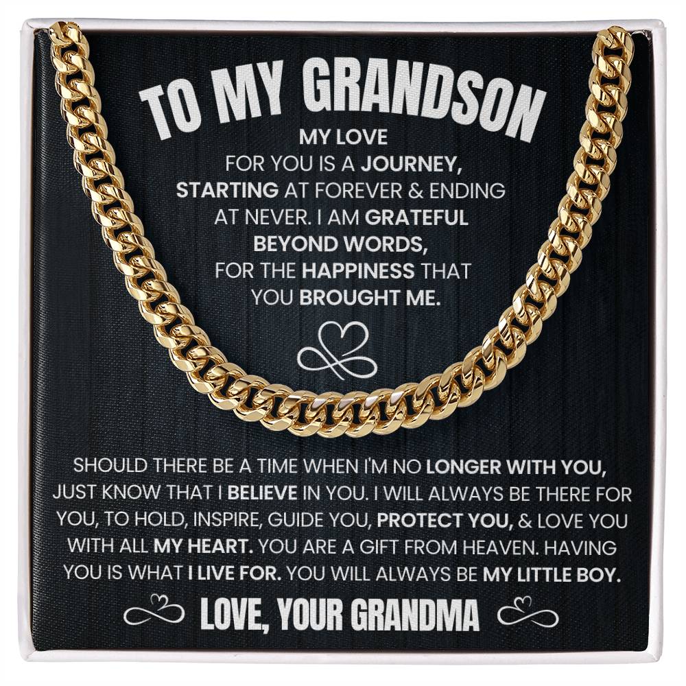 Grandson Gift From Grandma, "I Believe In You" Cuban Chain