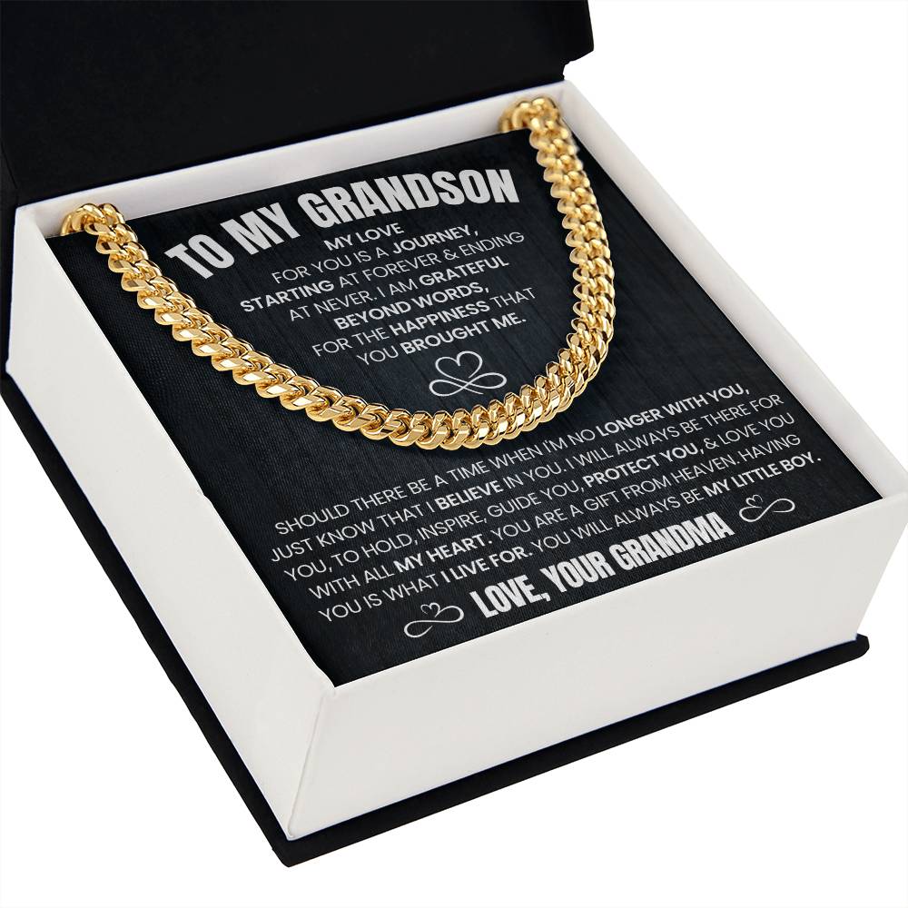 Grandson Gift From Grandma, "I Believe In You" Cuban Chain