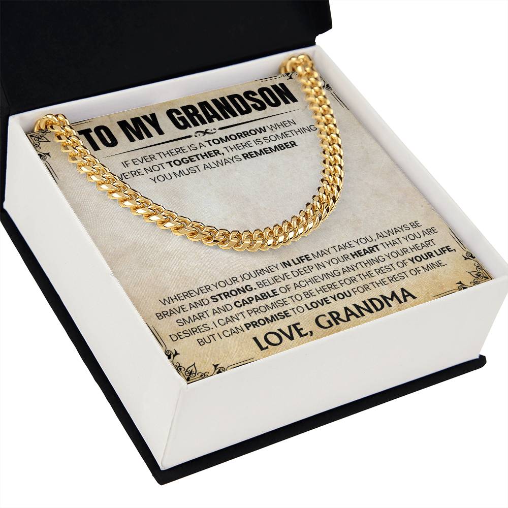 Grandson Gift From Grandma, "Always Remember", Cuban Chain