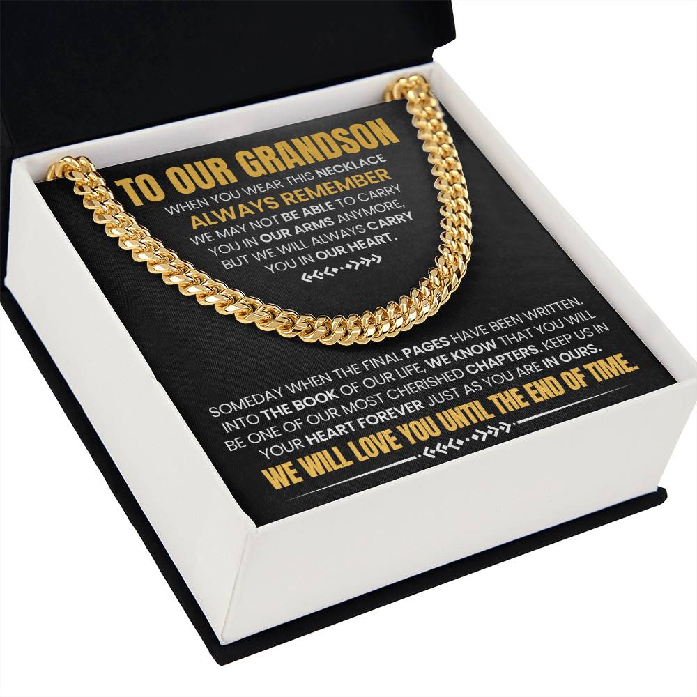 Grandson Gift, "Always Remember", Cuban Chain