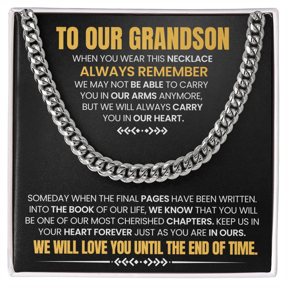 Grandson Gift, "Always Remember", Cuban Chain