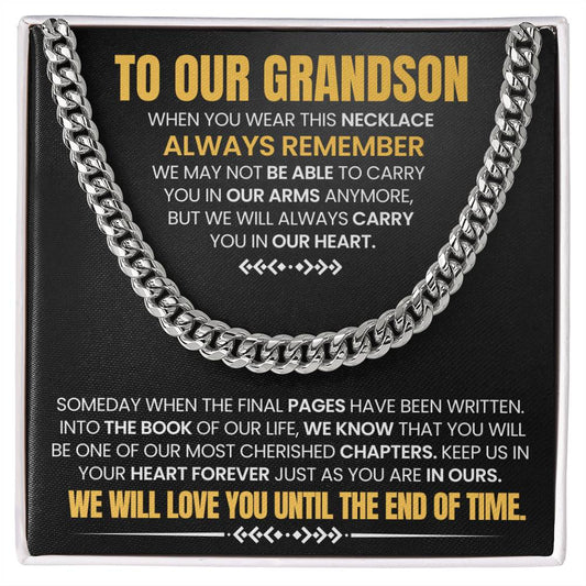 Grandson Gift, "Always Remember", Cuban Chain