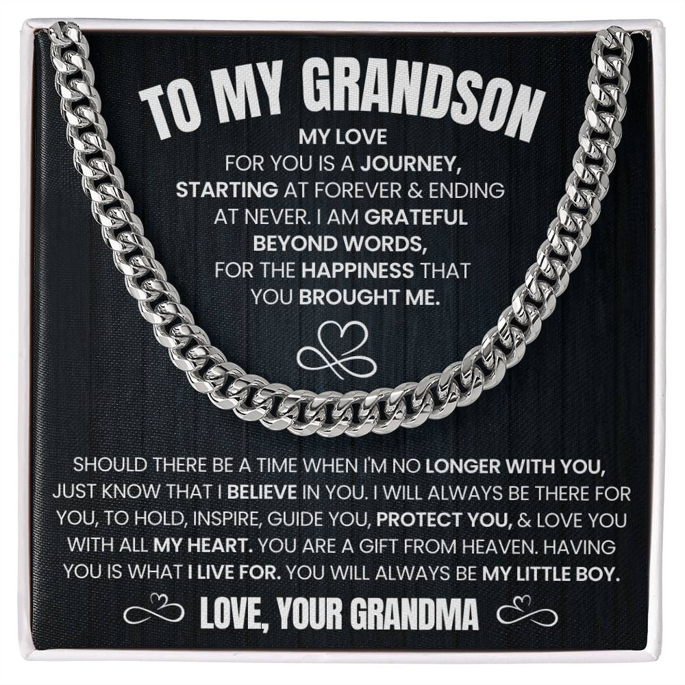 Grandson Gift From Grandma, "I Believe In You" Cuban Chain