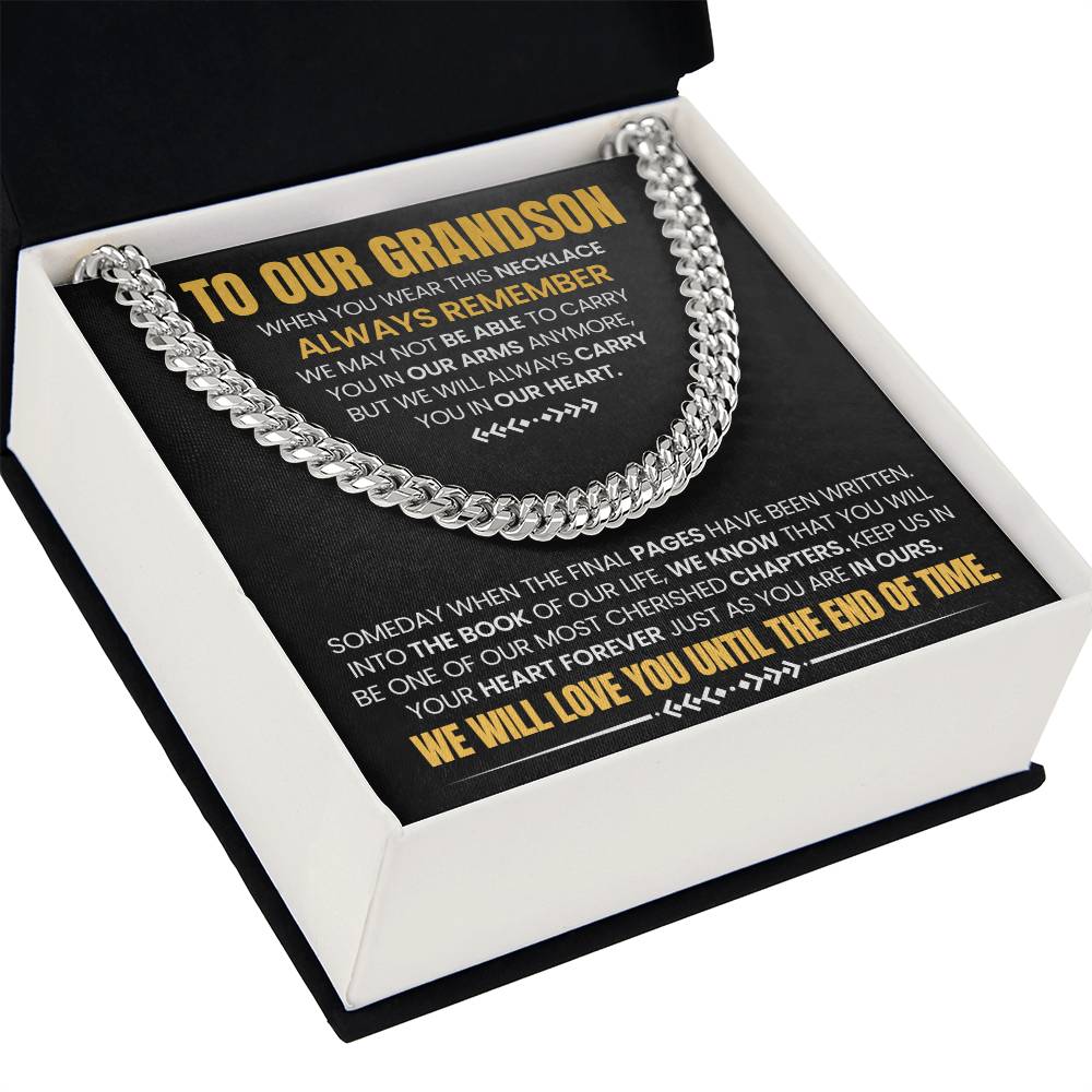 Grandson Gift, "Always Remember", Cuban Chain