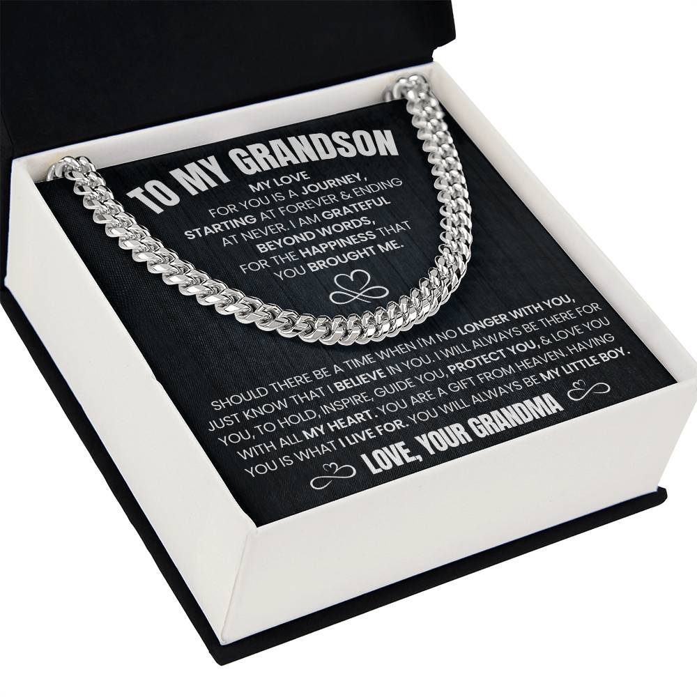 Grandson Gift From Grandma, "I Believe In You" Cuban Chain