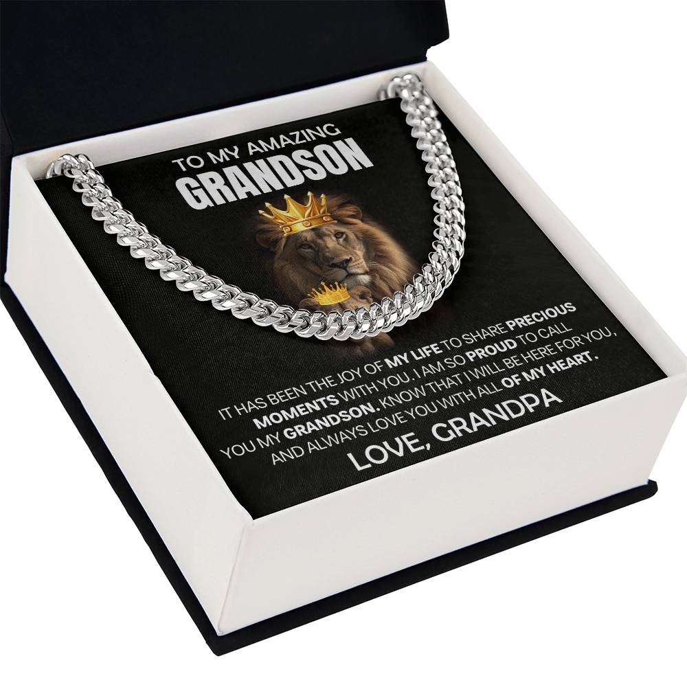 Grandson Gift From Grandpa, "Proud Of You", Cuban Chain