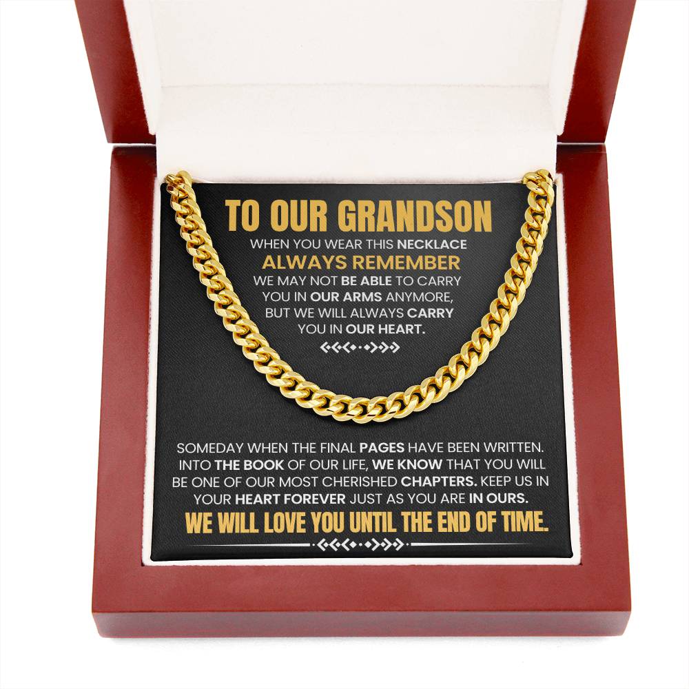 Grandson Gift, "Always Remember", Cuban Chain