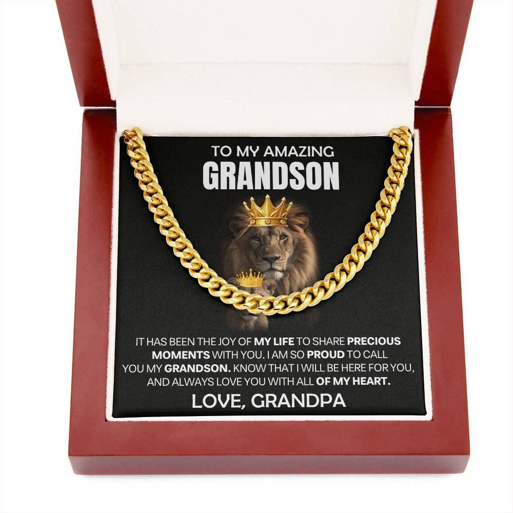 Grandson Gift From Grandpa, "Proud Of You", Cuban Chain