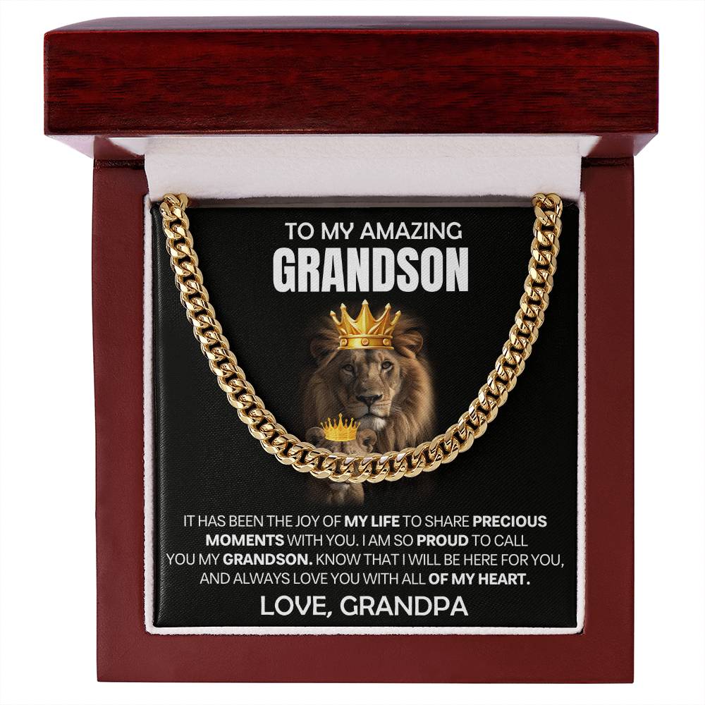 Grandson Gift From Grandpa, "Proud Of You", Cuban Chain