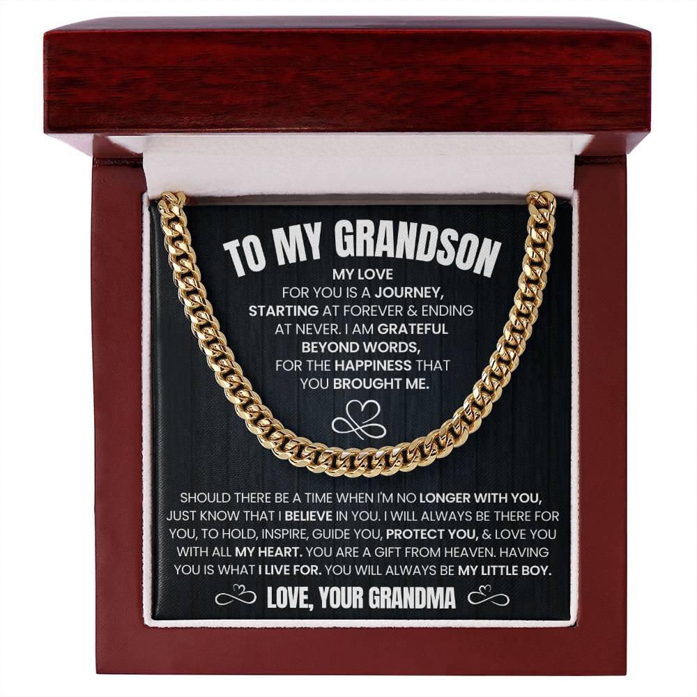 Grandson Gift From Grandma, "I Believe In You" Cuban Chain