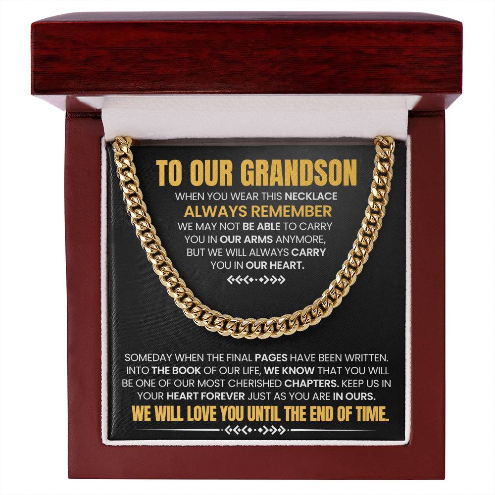Grandson Gift, "Always Remember", Cuban Chain