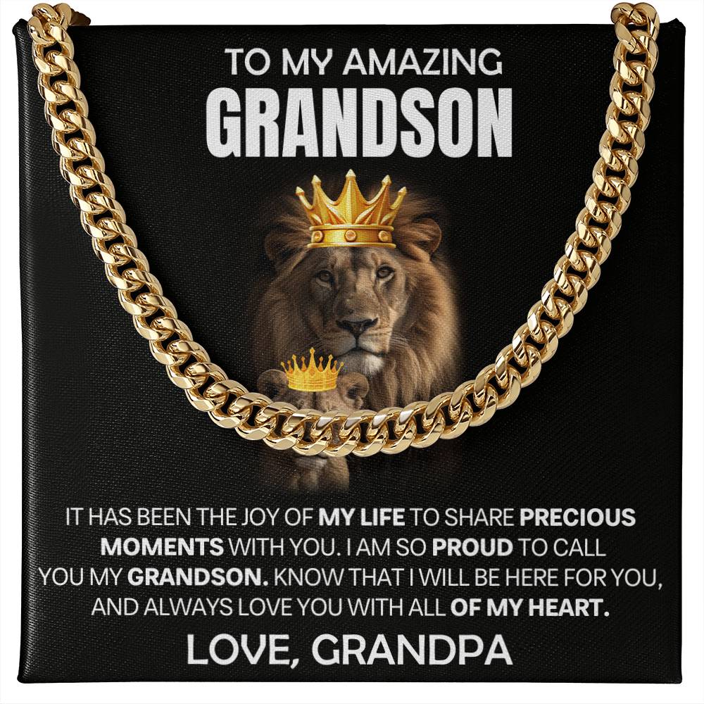 Grandson Gift From Grandpa, "Proud Of You", Cuban Chain