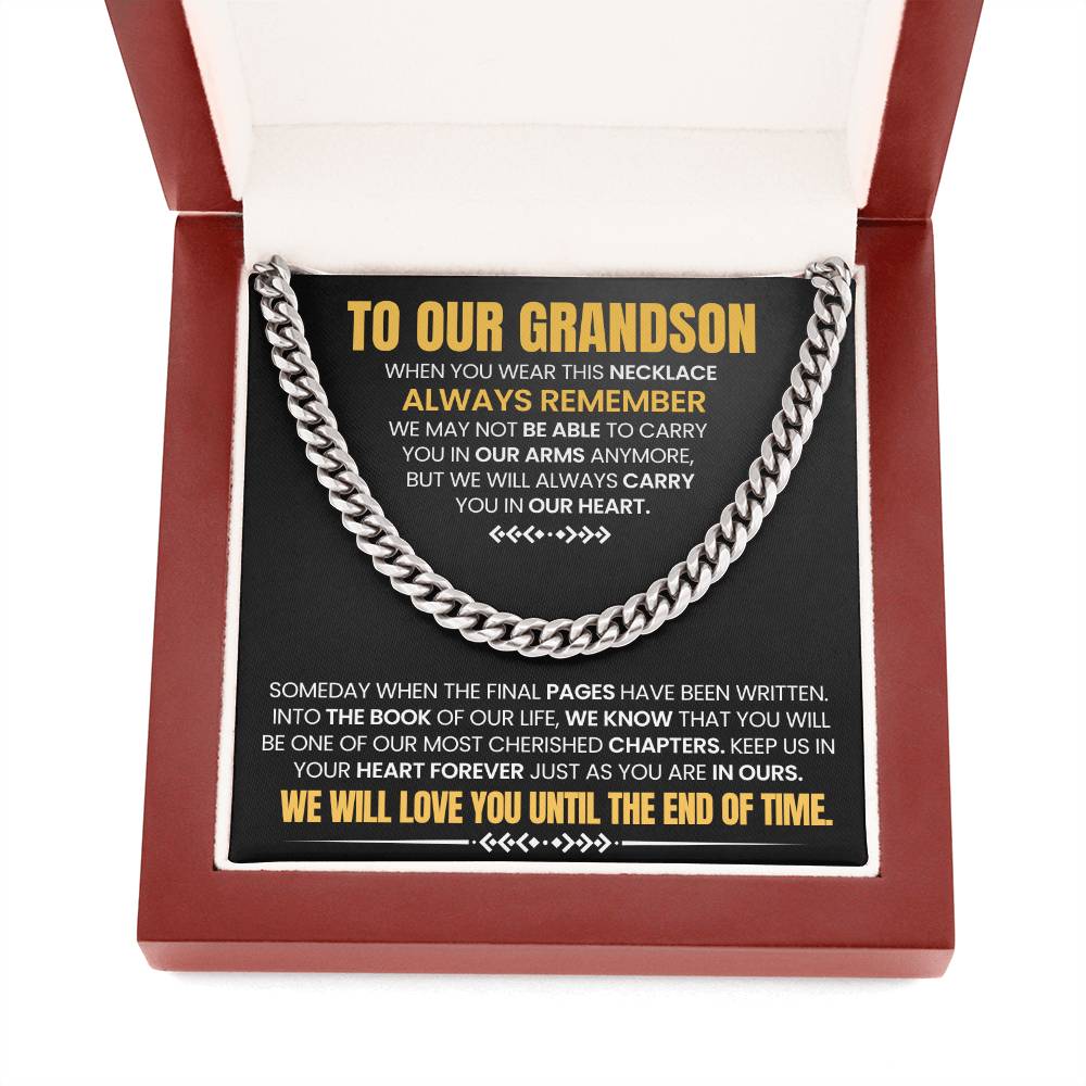 Grandson Gift, "Always Remember", Cuban Chain