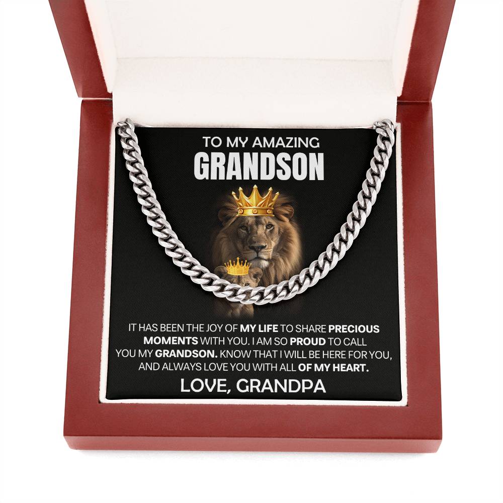 Grandson Gift From Grandpa, "Proud Of You", Cuban Chain