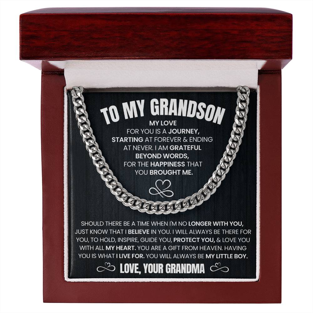 Grandson Gift From Grandma, "I Believe In You" Cuban Chain