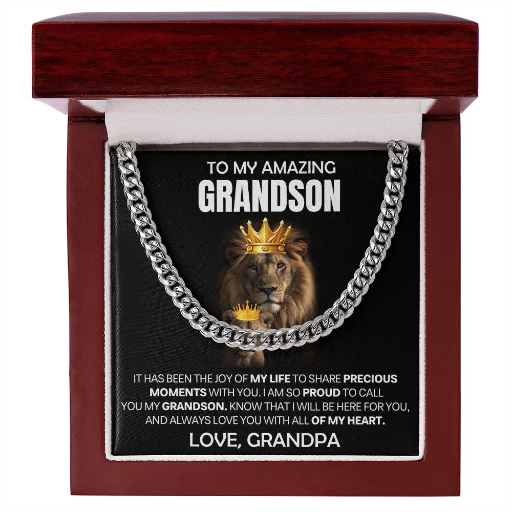 Grandson Gift From Grandpa, "Proud Of You", Cuban Chain