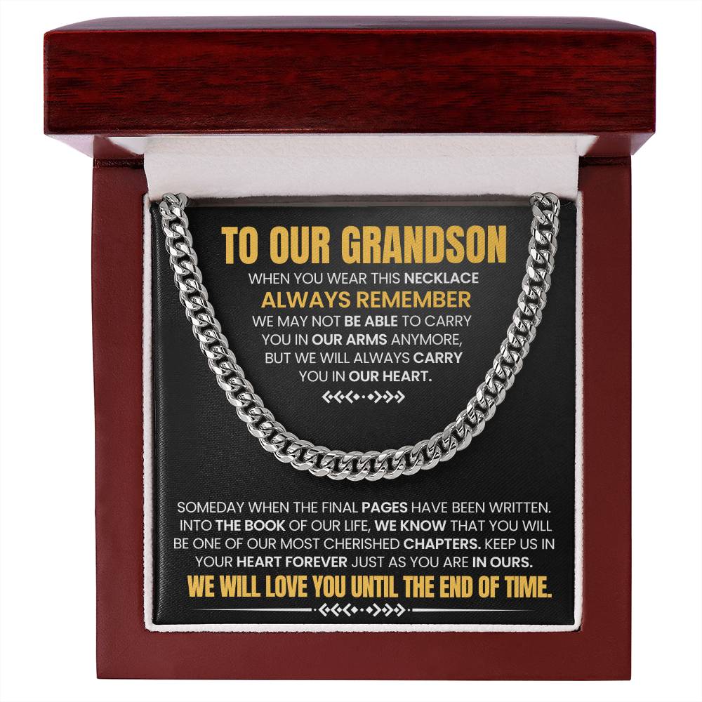 Grandson Gift, "Always Remember", Cuban Chain