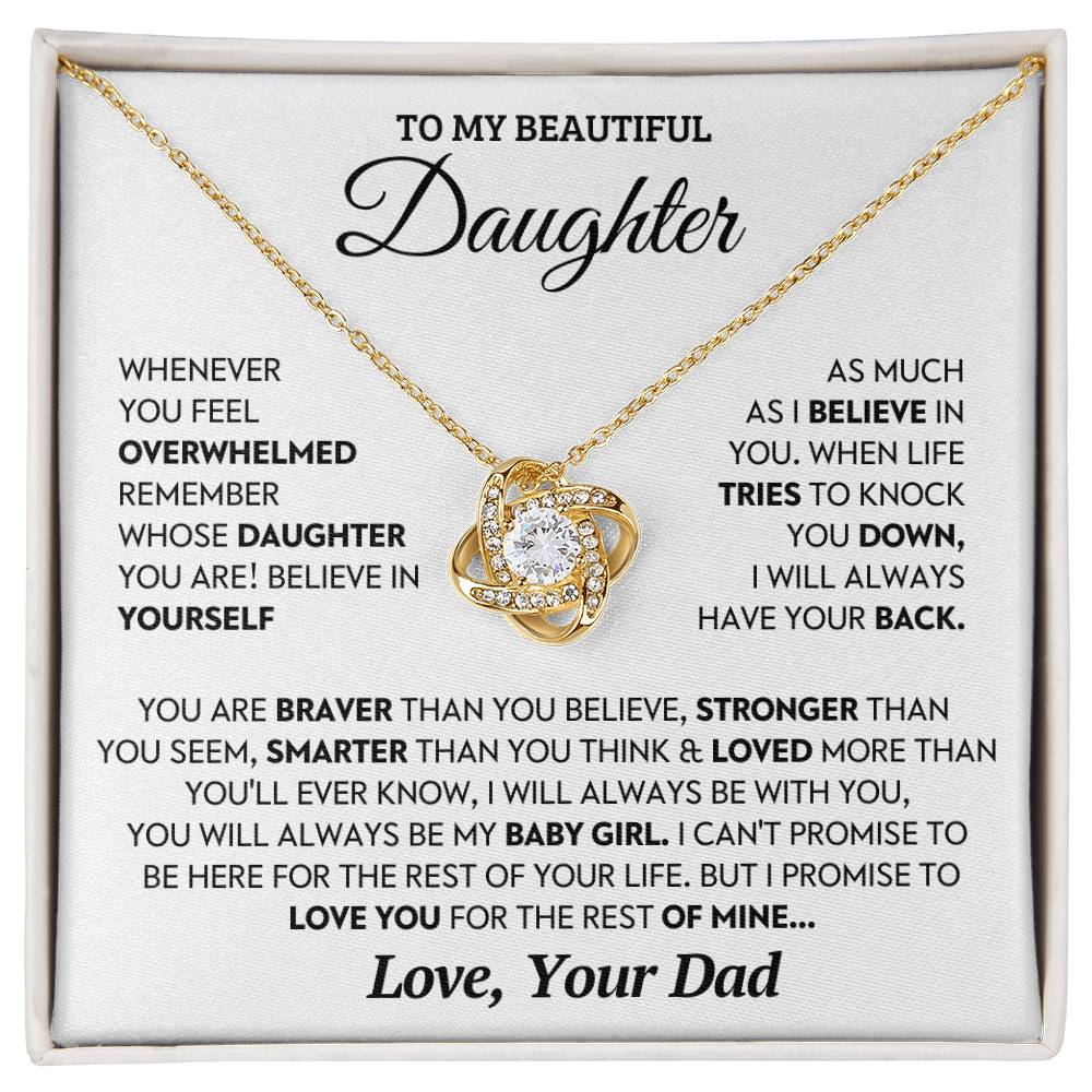 Daughter Gift From Dad, "Believe In Yourself", Knot Necklace