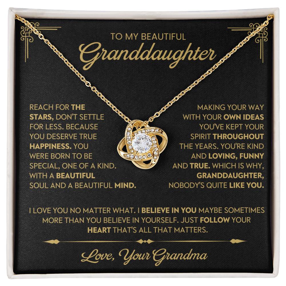 Granddaughter Gift From Grandma, "Believe In Yourself", Knot Necklace