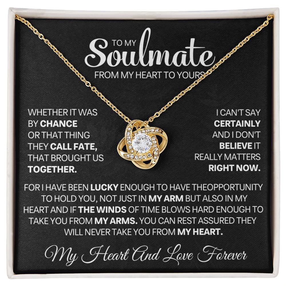 Soulmate Gift, "My Heart & Love Forever", Knot Necklace