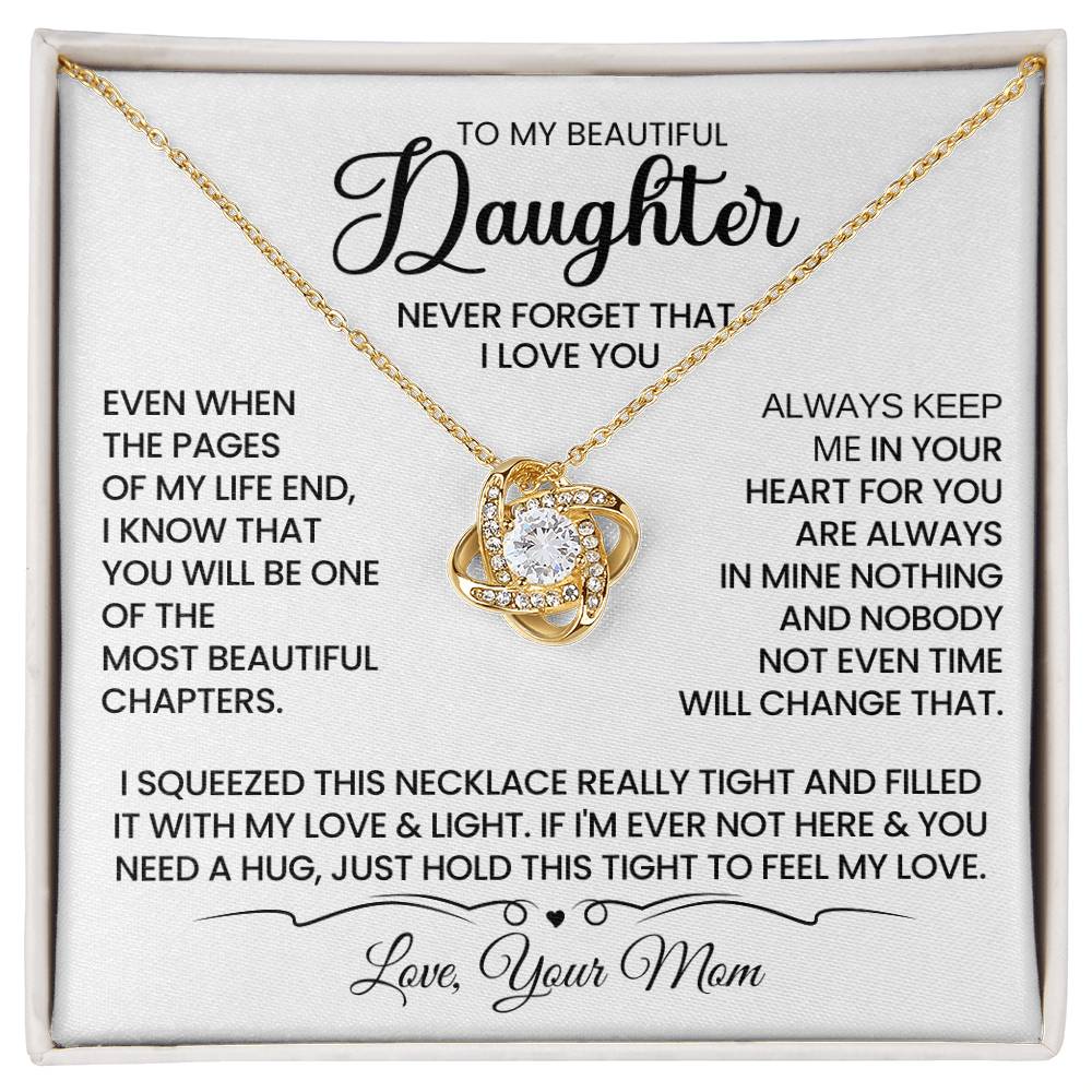 Daughter Gift From Mom, "Beautiful Chapters", Knot Necklace