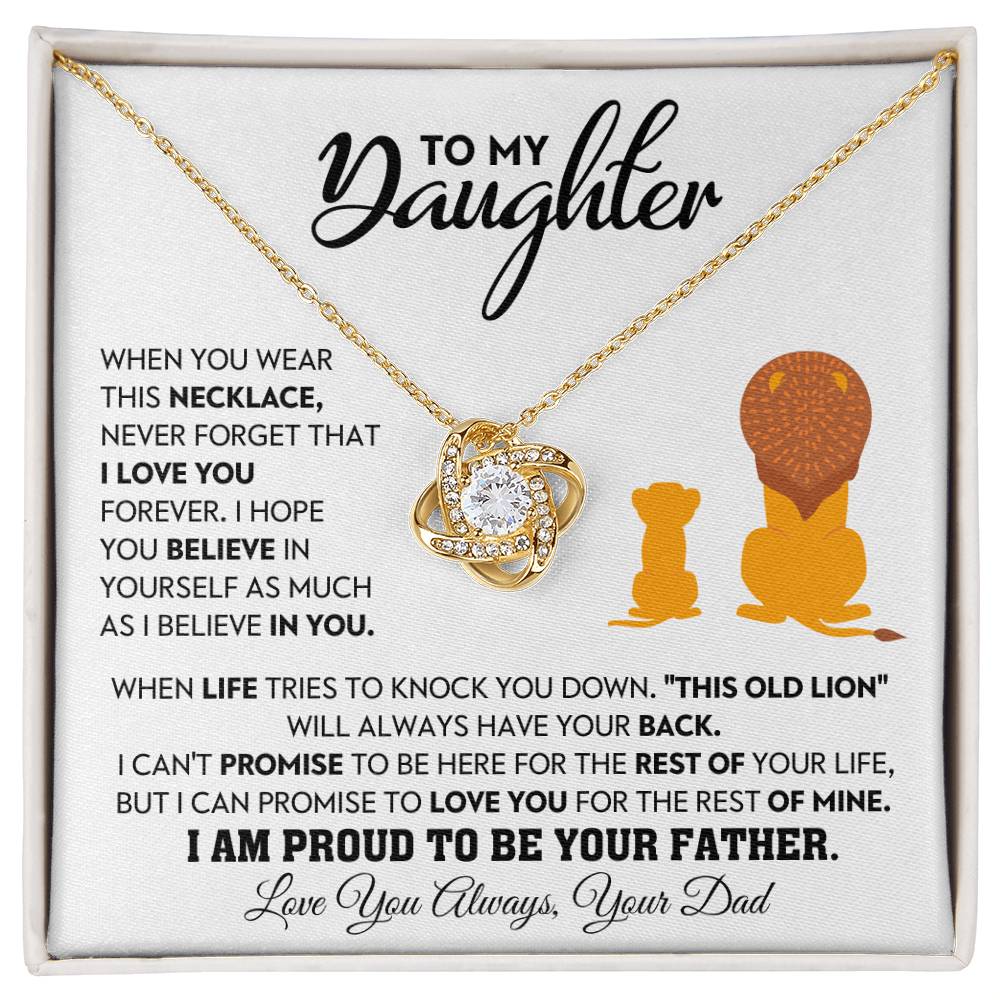 Daughter Gift From Dad, "Never Forget", Knot Necklace