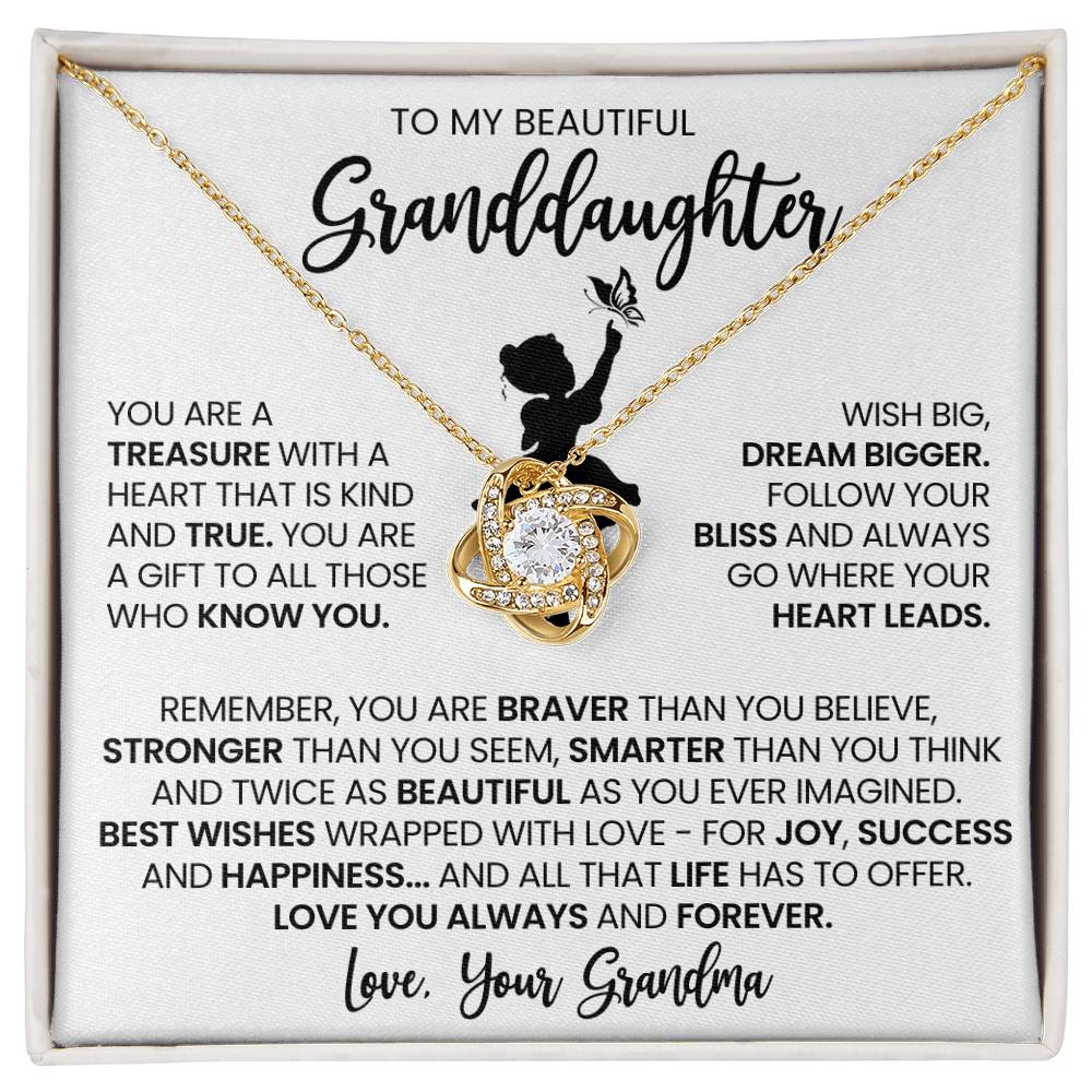 Granddaughter Gift From Grandma, "Always & Forever", Knot Necklace