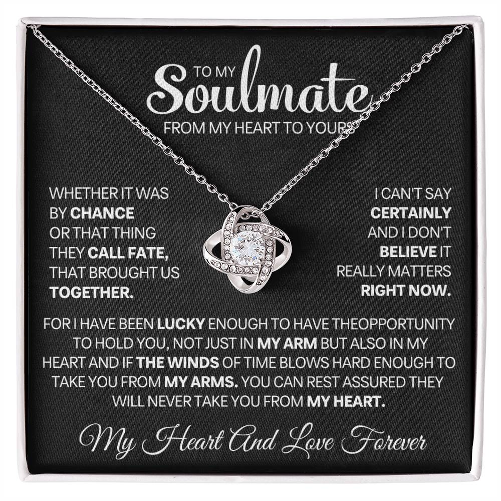 Soulmate Gift, "My Heart & Love Forever", Knot Necklace