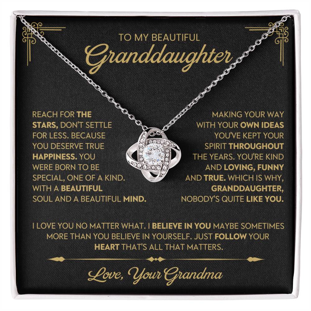 Granddaughter Gift From Grandma, "Believe In Yourself", Knot Necklace