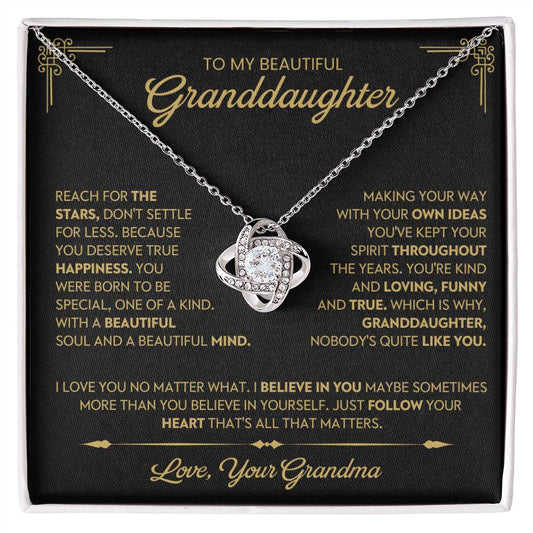 Granddaughter Gift From Grandma, "Believe In Yourself", Knot Necklace