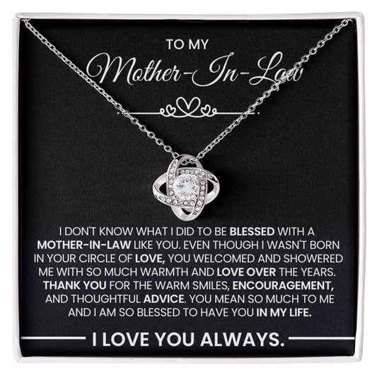 Mother-In-Law Gift, "Thank You", Knot Necklace