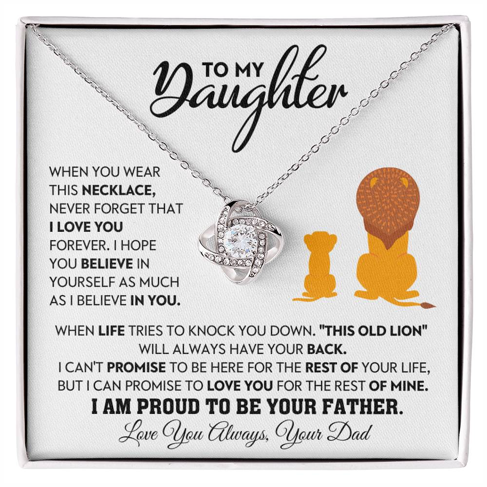 Daughter Gift From Dad, "Never Forget", Knot Necklace